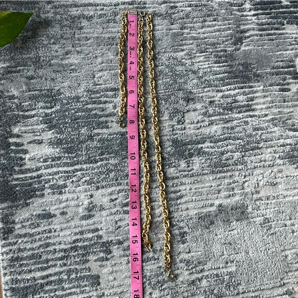Beautiful 3 Pieces Bundle of‎ Sterling Silver Gold Chain Necklaces and Bracelets